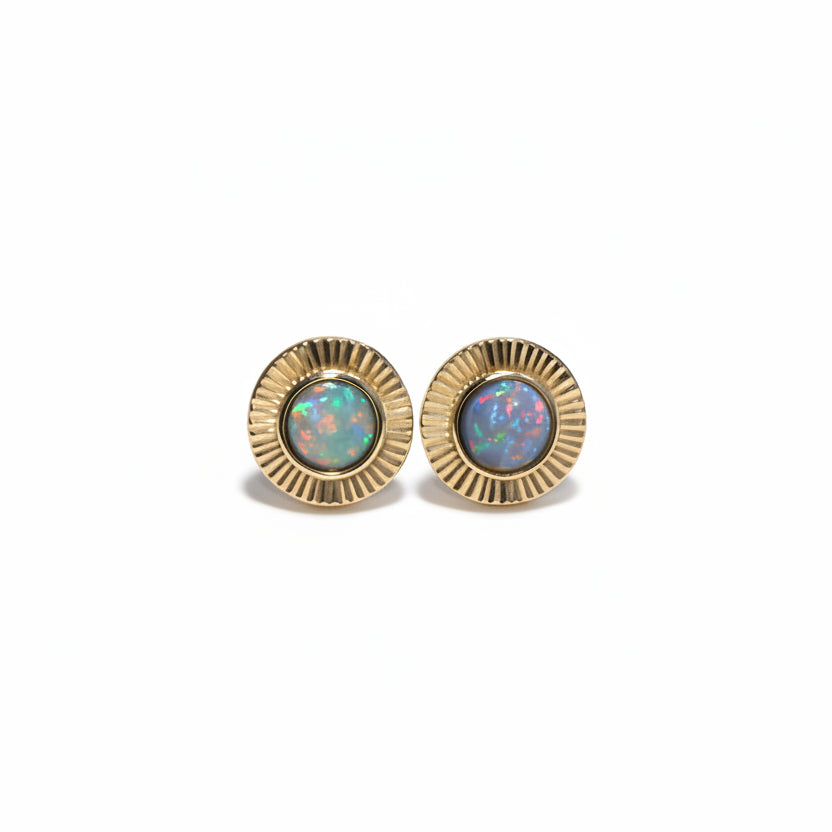 SUNRAY TEXTURED OPAL STUDS