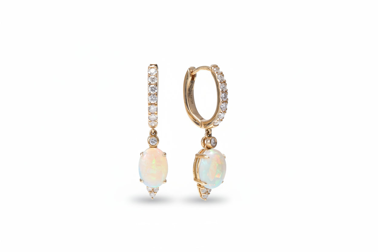 OPAL DROP EARRINGS WITH DIAMONDS