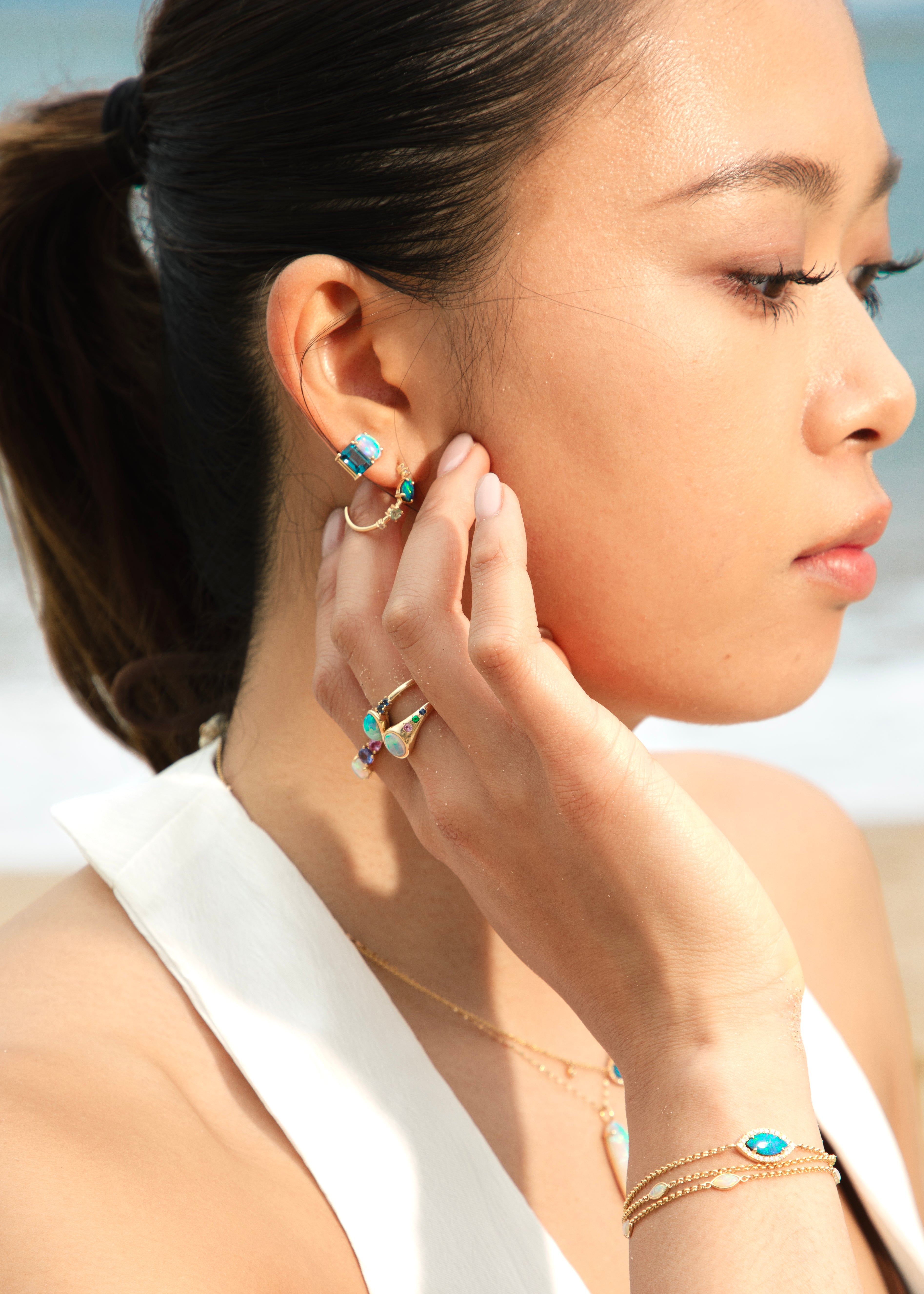 OPAL AND LONDON TOPAZ STUDS