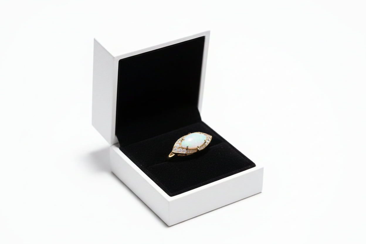MARQUISE OPAL RING WITH DIAMONDS