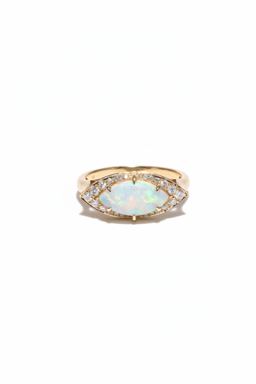 MARQUISE OPAL RING WITH DIAMONDS
