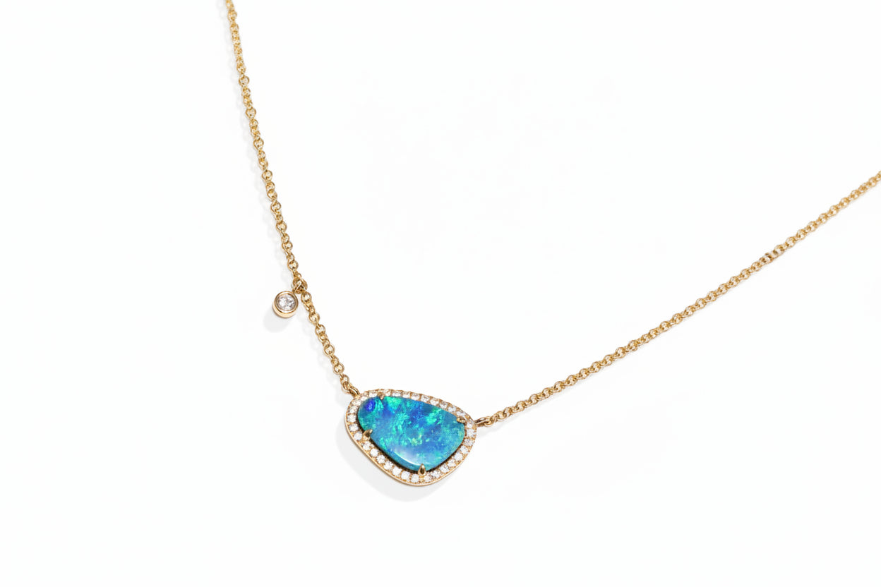 FREEFORM OPAL WITH SAPPHIRES NECKLACE