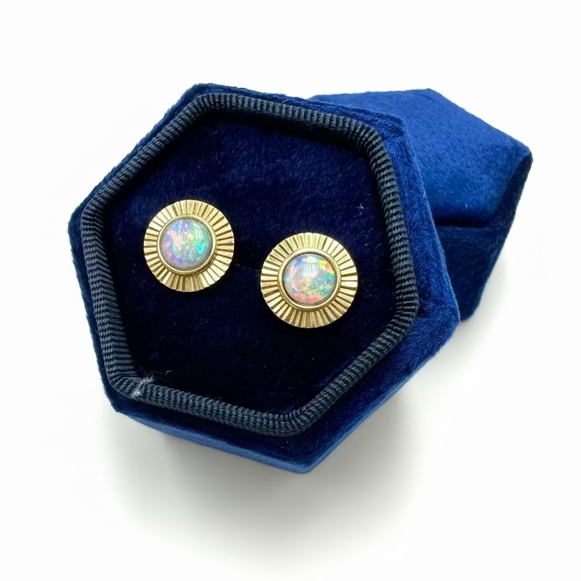 SUNRAY TEXTURED OPAL STUDS