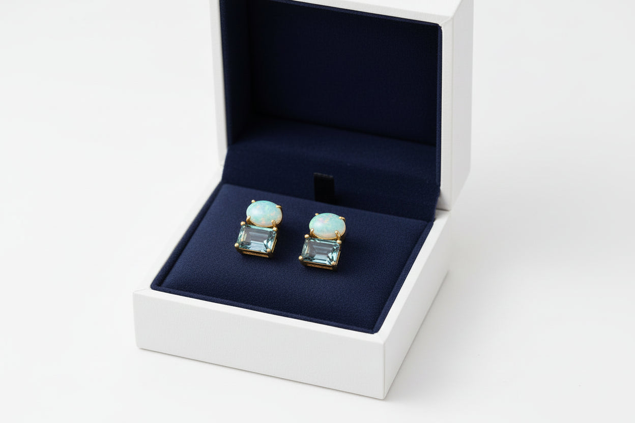 OPAL AND LONDON TOPAZ STUDS