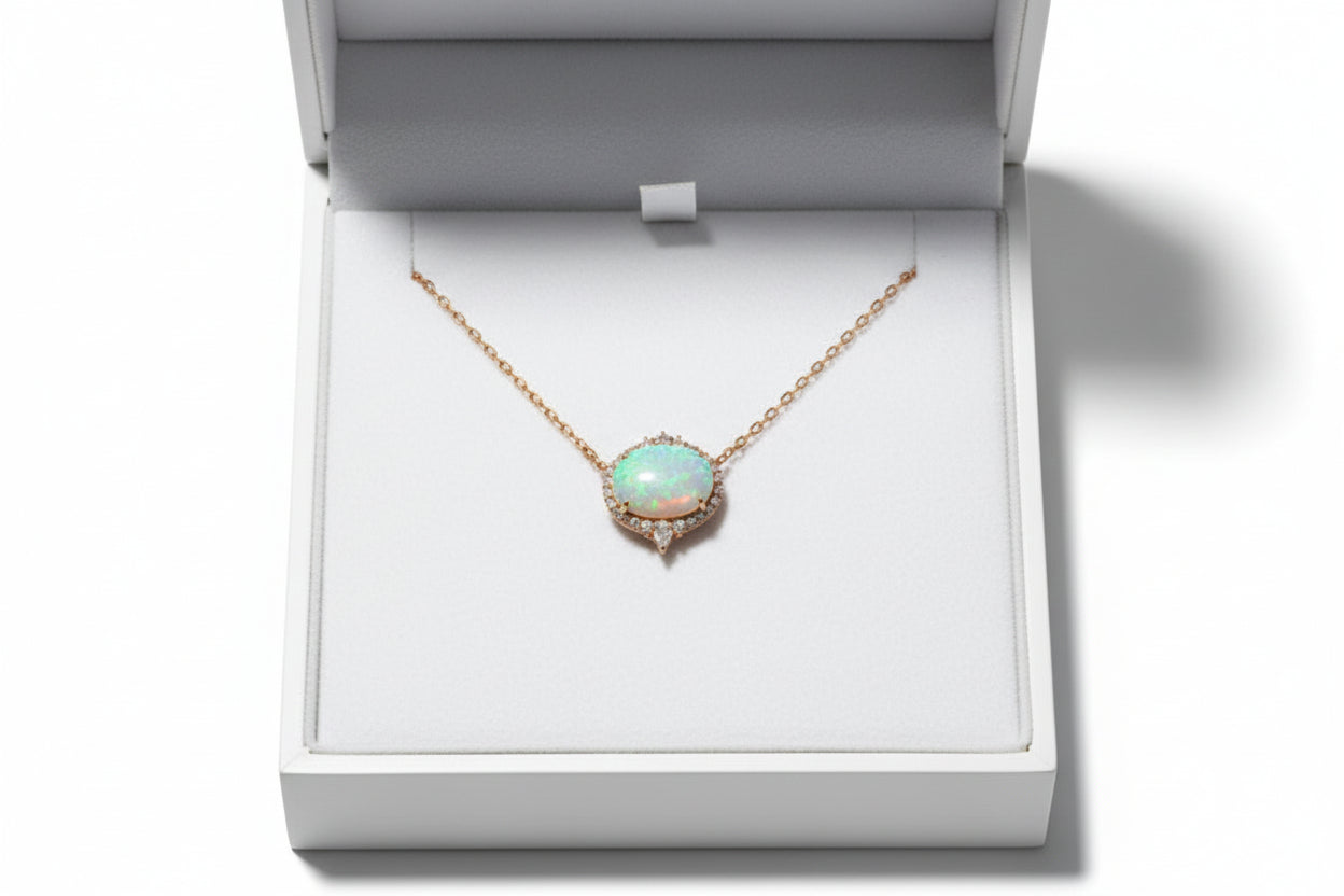 OPAL AND DIAMONDS NECKLACE